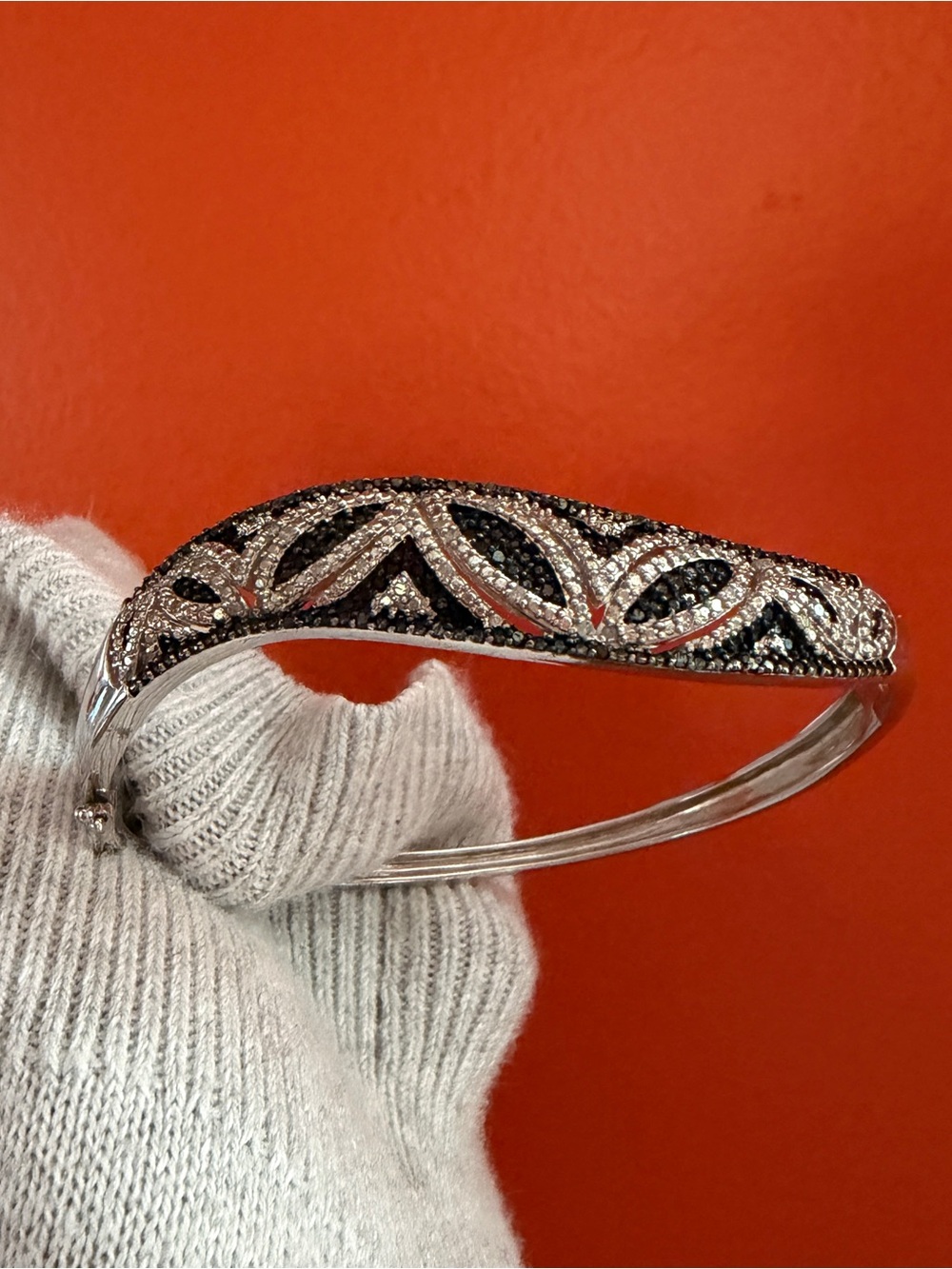 BR Sun Sterling Silver Black Two Tone Bangle Bracelet